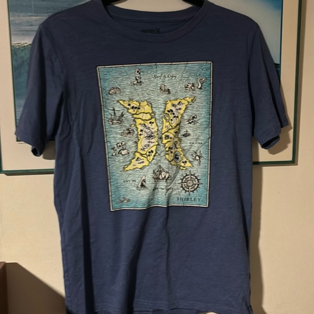 BOYS HURLEY TEE ocean map size xl